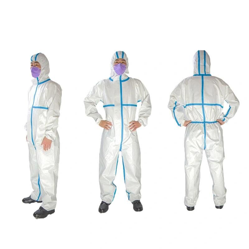 Full Body Medical Protective PPE Coverall Disposable Non-Sterilized White Safety Coverall