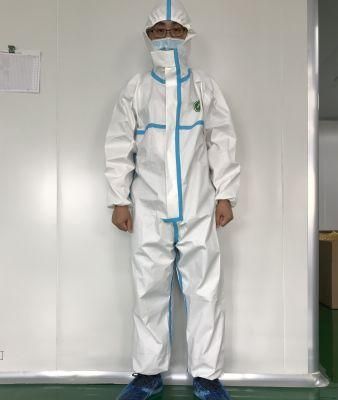 White Taped Waterproof Safety Body Protective Non Woven Fabric Asbestos Removal Disposable Coverall