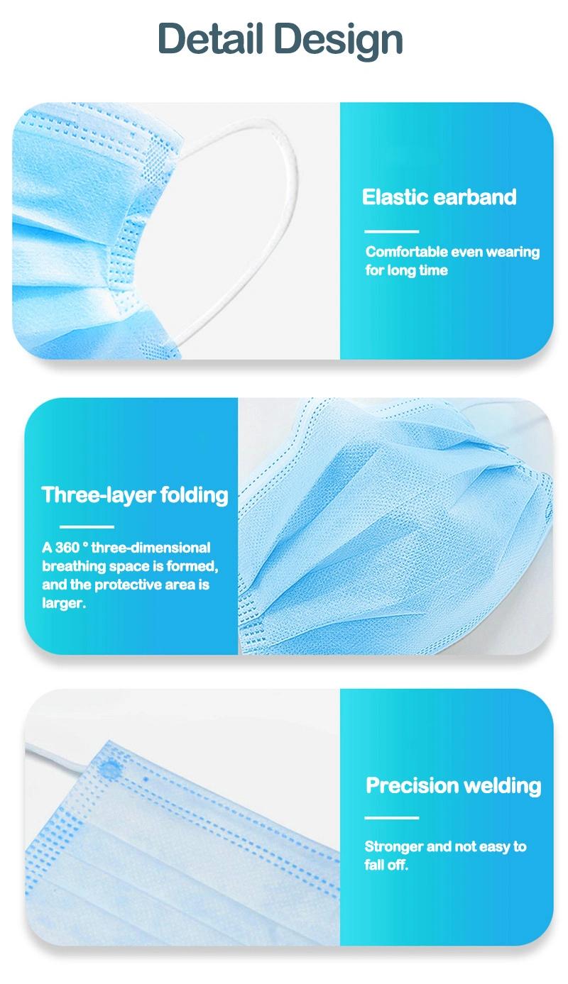 3 Layers Flat Nonwoven Medical Face Mask