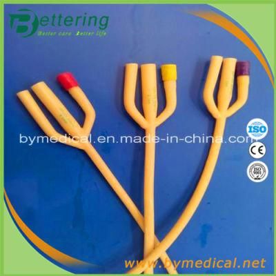 Medical 3-Way Latex Foley Catheter with Silicone Coated Nelaton Tip