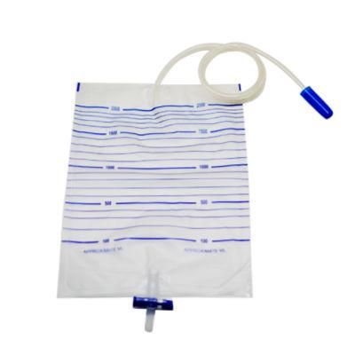 China High Quality CE/ISO 2000ml Urine Bag with T Valve