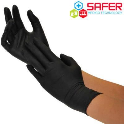 Examination Disposable Black Vinyl Work Gloves Powder Free