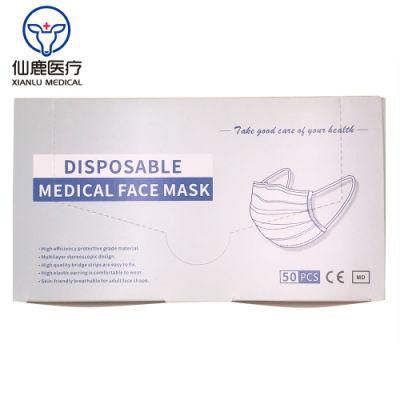 Ce En14683 Type Iir 3ply Disposable Medical Surgical Face Mask 3 Ply Protection Hospital Disposable Medical Face Mask with Earloop