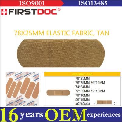 High Quality OEM 78*25mm Elastic Fabric Material Tan Color Adhesive Bandages