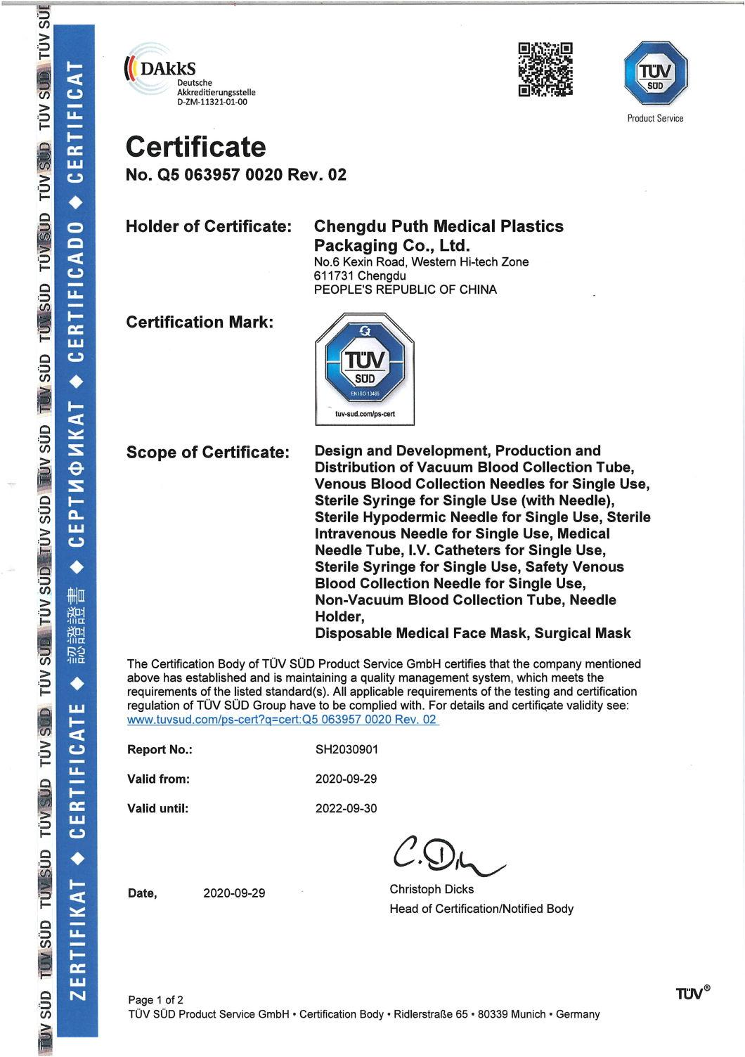 Non-Vacuum Blood Collection Tube (Lithium Heparin) Approved with CE&ISO 13458