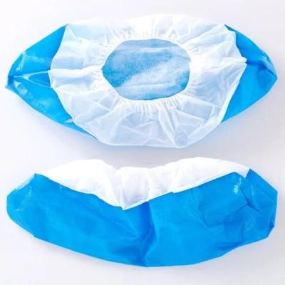 Medical Use PP+CPE Shoe Cover Wholesale Factory Price Dispsoable Blue+White Shoecover