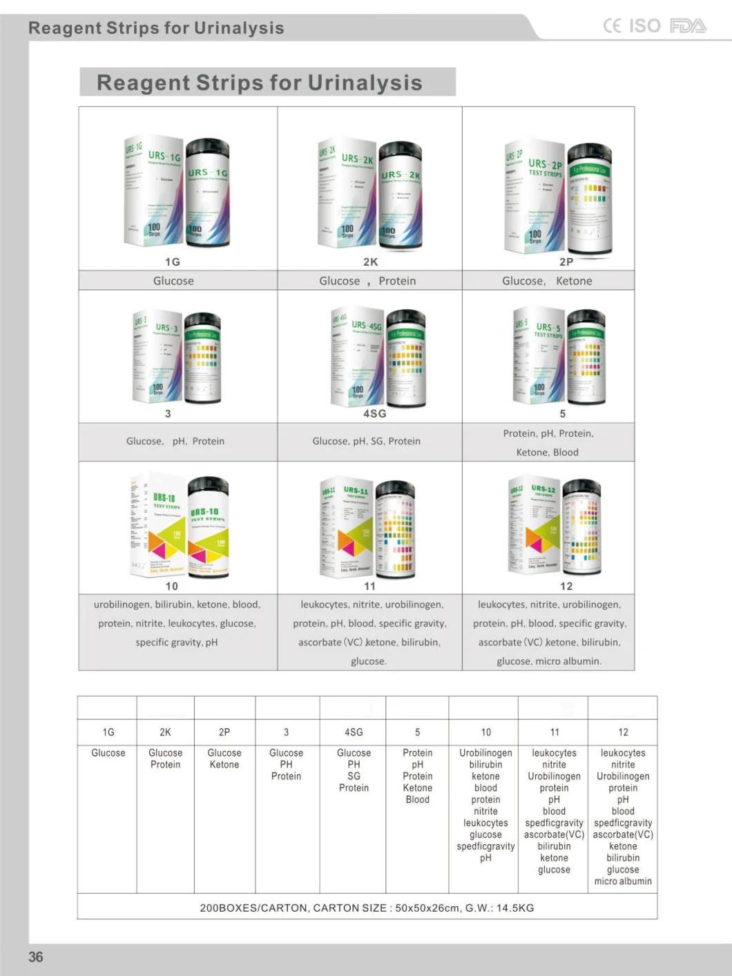 CE 4 Parameter Urinalysis Reagent Urine Drug Test Strips for China Supplier