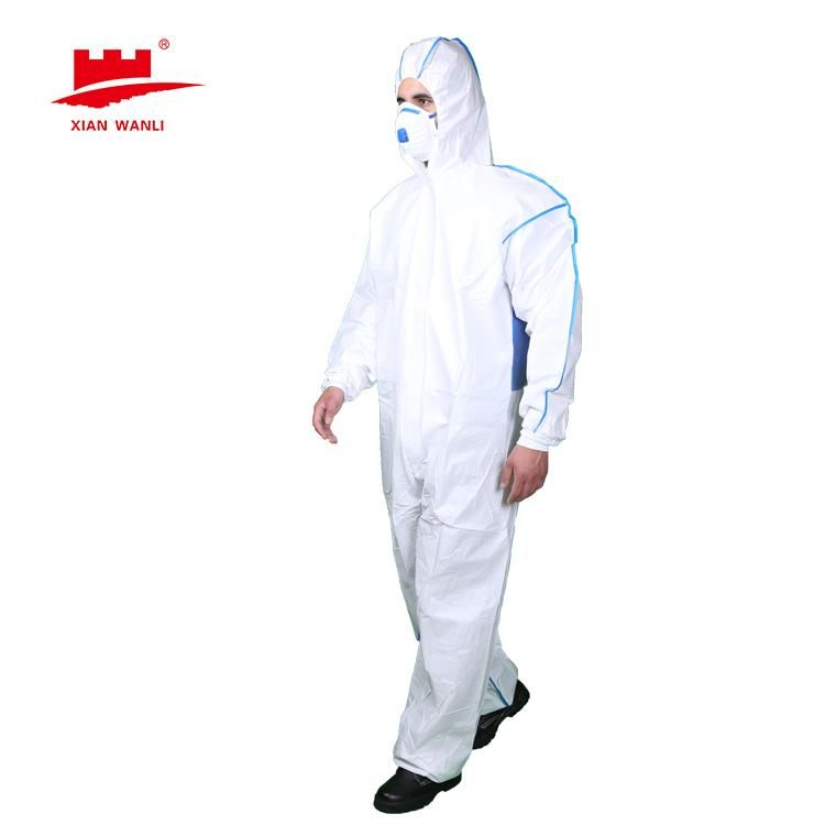 Disposable CE Cat III Type 3b/4b/5b/6b Protection Clothing Coverall Full Body PPE Isolation Chemical Non-Woven Coveralls for Hospital Hazmat Suit