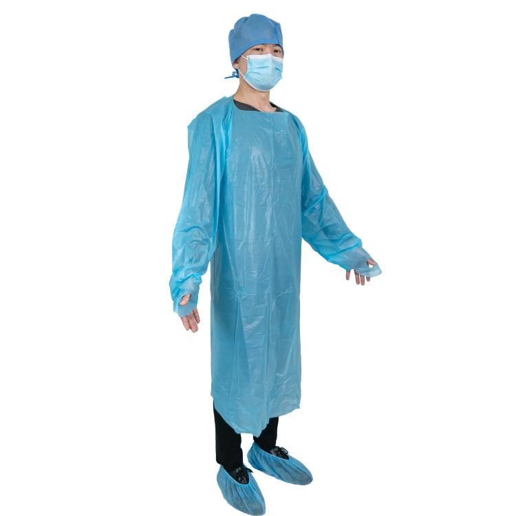 Hospital Surgical Gown Disposable Plastic Waterproof Medical Isolation Gown, CPE Gown for Visitor/Doctor/Nurse/Patient Gown