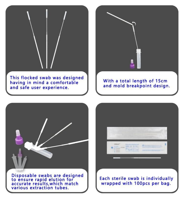 Single-Use Flocking Sampling Oral Swab Nasal Swab (15cm/4cm)