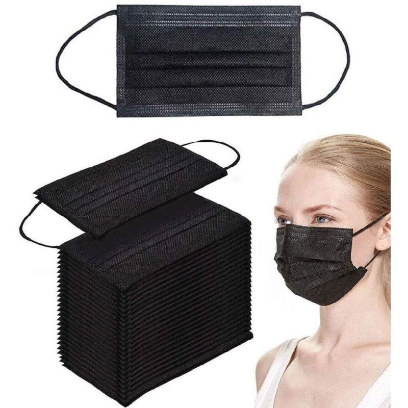 Type Iir Black Non-Woven Mask with High Elastic and Soft Ear Bands for Men Women