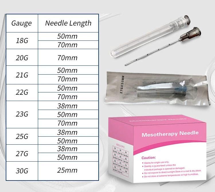 Korea Top Quality Ha 22g Micro Cannula Blunt Tip Needle for Hyaluronic Acid Fillers