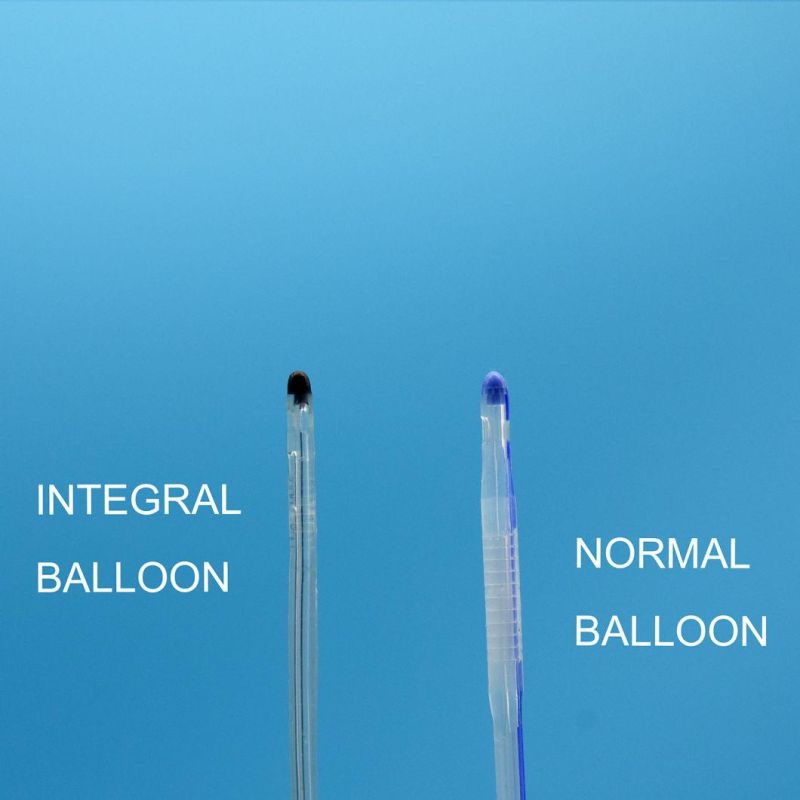 Integrated Flat Balloon with Unibal Integral Balloon Technology Round Tipped Urethral Use Silicone Foley Catheter