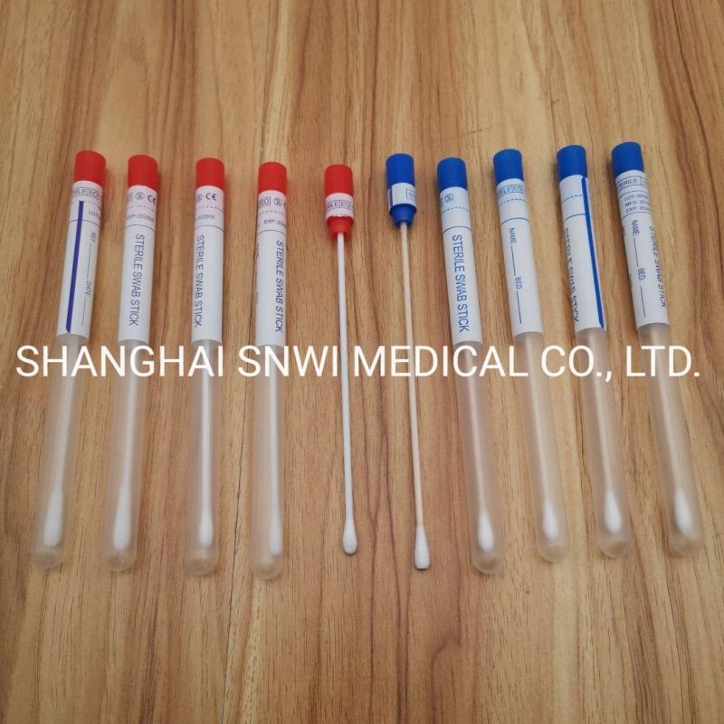 Specimen Collection Flocked Swabs Medical Disposable Plastic Stick Cotton Saliva DNA Sample Collection Sterile Throat Nasopharyngeal Swab