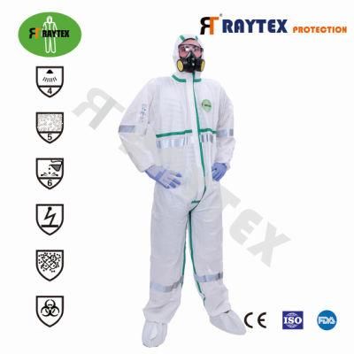 Cat III Type 4/5/6 En14126 Tape Seam Microporous Film Coverall Disposable Full Body Suit
