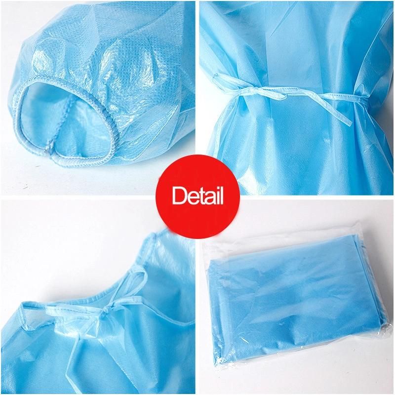 Disposable Non-Woven Elastic SMS Non-Woven Fabrics 40 GSM Isolation Gown Protective Clothing