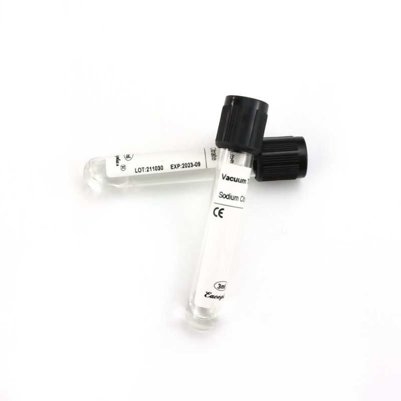 Siny Disposable Medical Supplier Black Cap 3.8% Sodium Citrate ESR Blood Collection Vacuum Tubes with CE