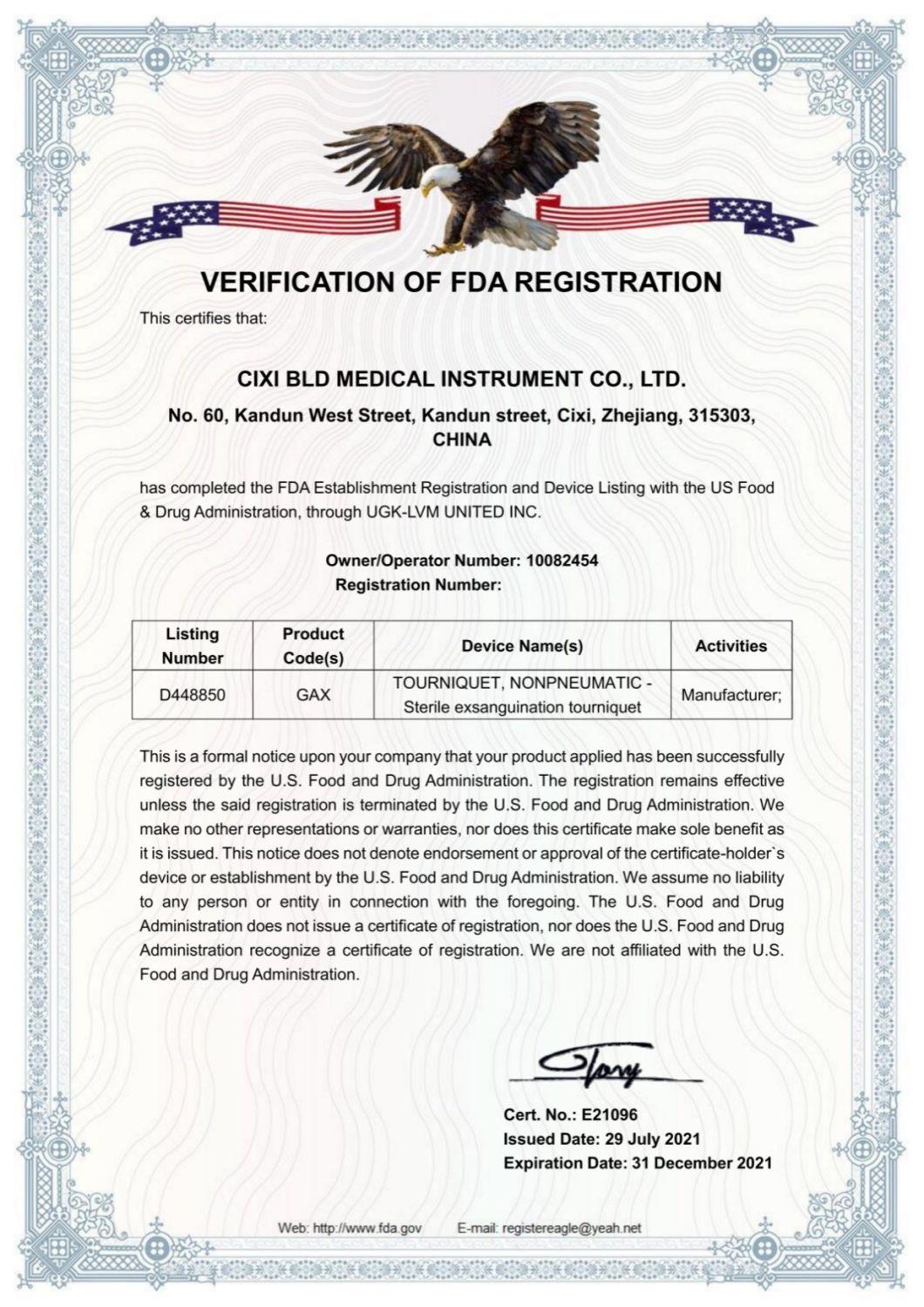 Sterile Non-Pneumatic Exsanguination Tourniquet Hot Sell to Poland FDA Certified Used in Tka Limb Surgery Surgical Device
