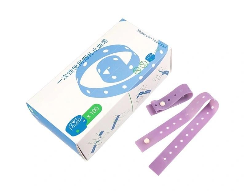 High Quality Elastic Medical Disposable Tourniquet with Button for Blood Collection