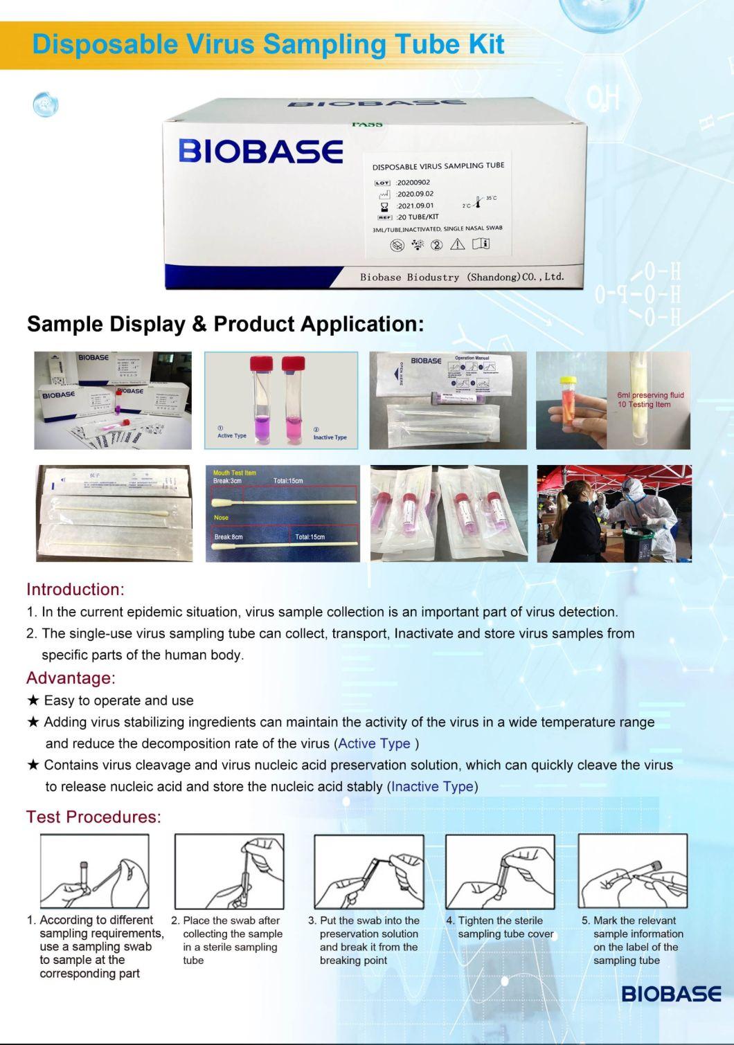 Biobase Disposable Virus Sampling Tube Kit with Flocked Nylon Swab