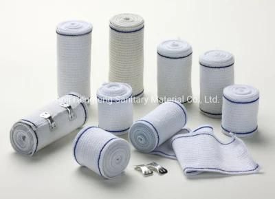 Disposable Rubber Blue Line High Elastic Bandage with Metal Clips Factory