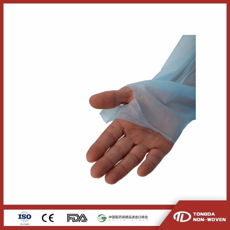 Disposable CPE Non Woven Lsolation Gown with Thumb Loop