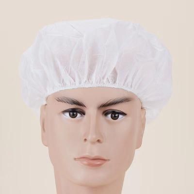 Disposable Man Made White PP Nonwoven Bouffant Cap