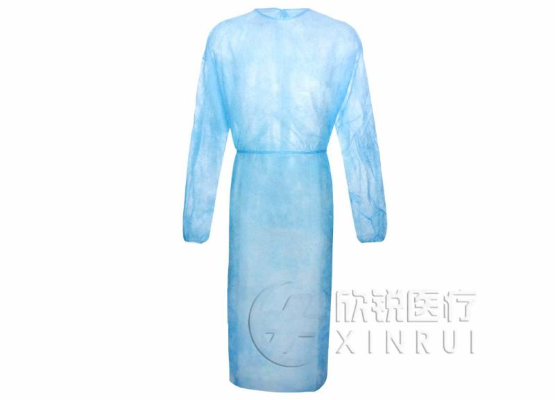 Disposable Non-Woven Coverall Water-Proof Standard Isolation Gown with Elastic Cuff