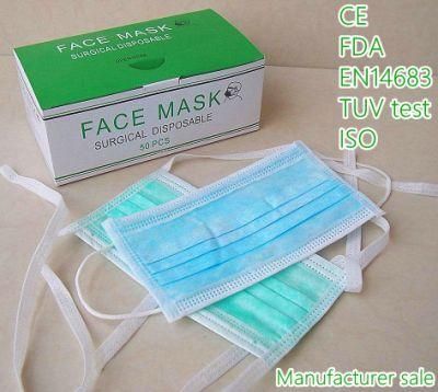 Sterile 3 Layer Tie on Tie Back Disposable En14683 Surgical Face Mask with Bfe Pfe 99%