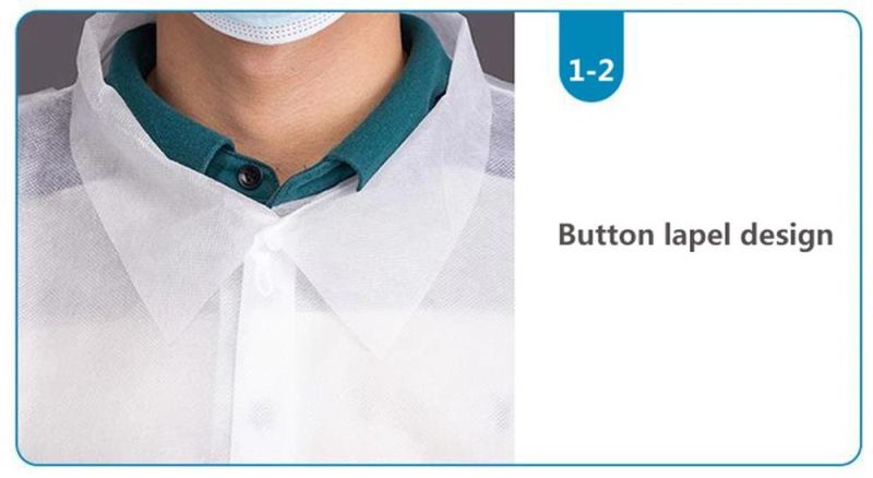 Disposable PP Non Woven Nonwoven Non-Woven Work Gown Doctor White Lab Coat Uniform