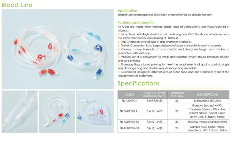 Medical Use Hemodialysis Blood Tubing Set Disposable Blood Line Set