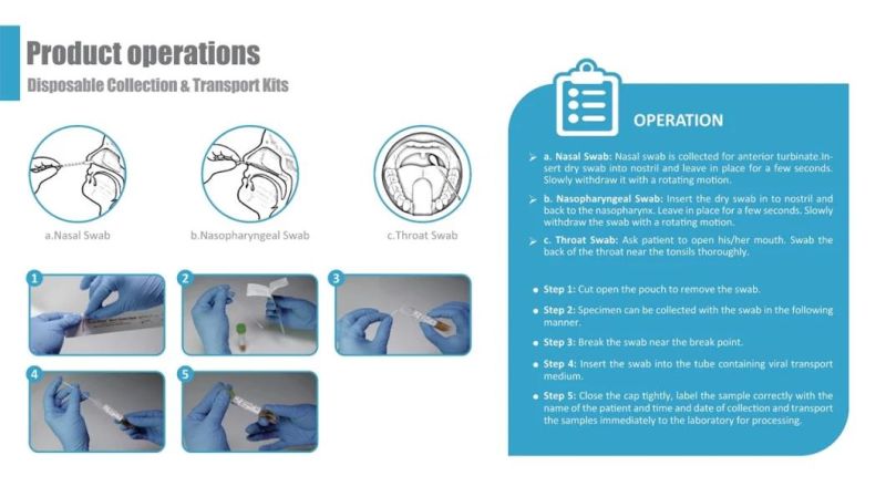 Disposable Collection & Transport Kits Vtm & Utm Viral Transport Media Test Swab Set Kit