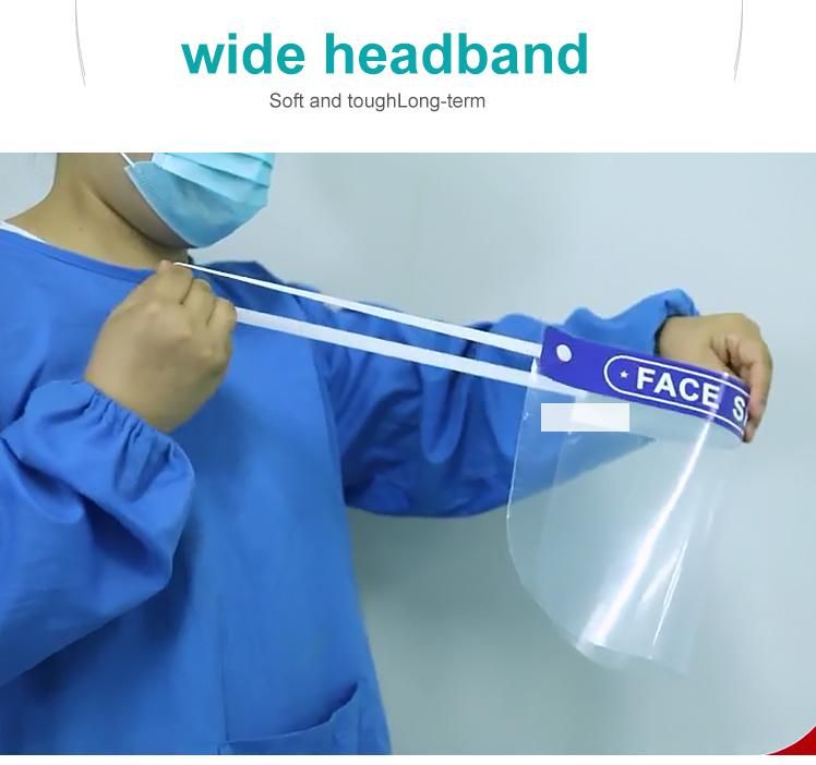 Mdr CE Approved Lightweight Transparent Headband Protective Face Shield Packaged with Carton
