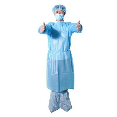 Disposable Blue PP+PE Coated Nonwoven Medical Isolation Gown
