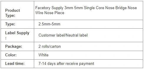 Facetory Supply 3mm-5mm Single Core Nose Bridge Nose Wire Nose Piece for Mask Raw Materials