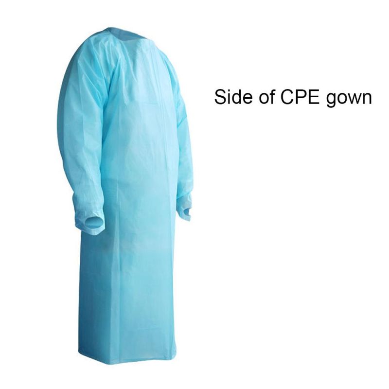 Disposable CPE Apron CPE Isolation Gown with Thumb Loop