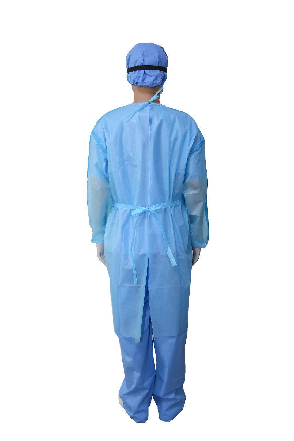 Low Price Non Sterile PP Isolation Gowns Disposable Isolation Coveralls with Blue Tape Sealing