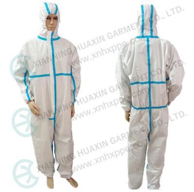 En14126 Type4b/5b/6b Taped Seam Microporous Disposable Protection Safety Wokwear Hazmat Medical Coverall