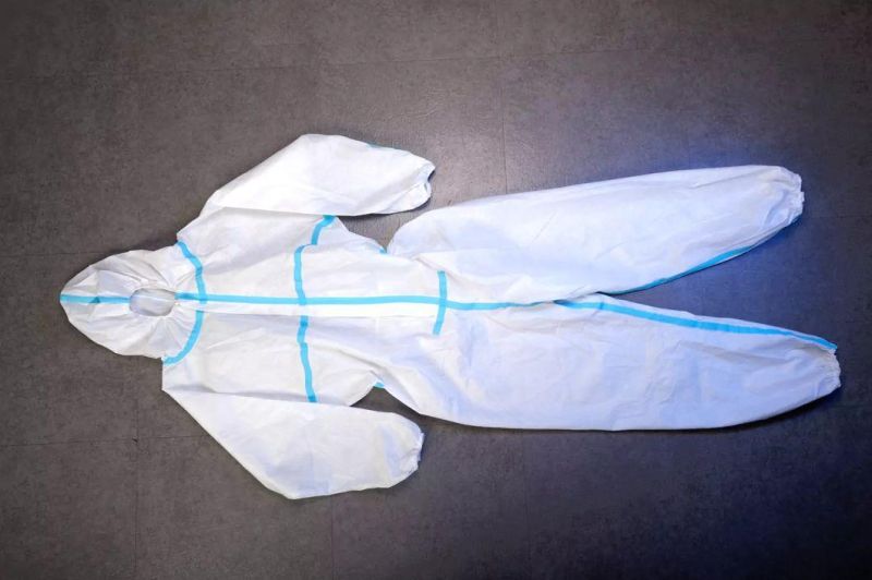 Disposable Medical One-Piece White Isolation Coverall, , 53G Sf Breathable Non-Woven Fabric