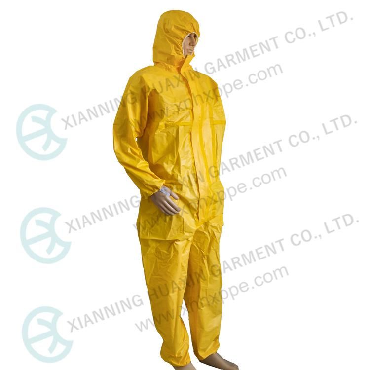 Type3b Special PE Coated SMS Chemical Resistant Disposable Safety Suit Coverall