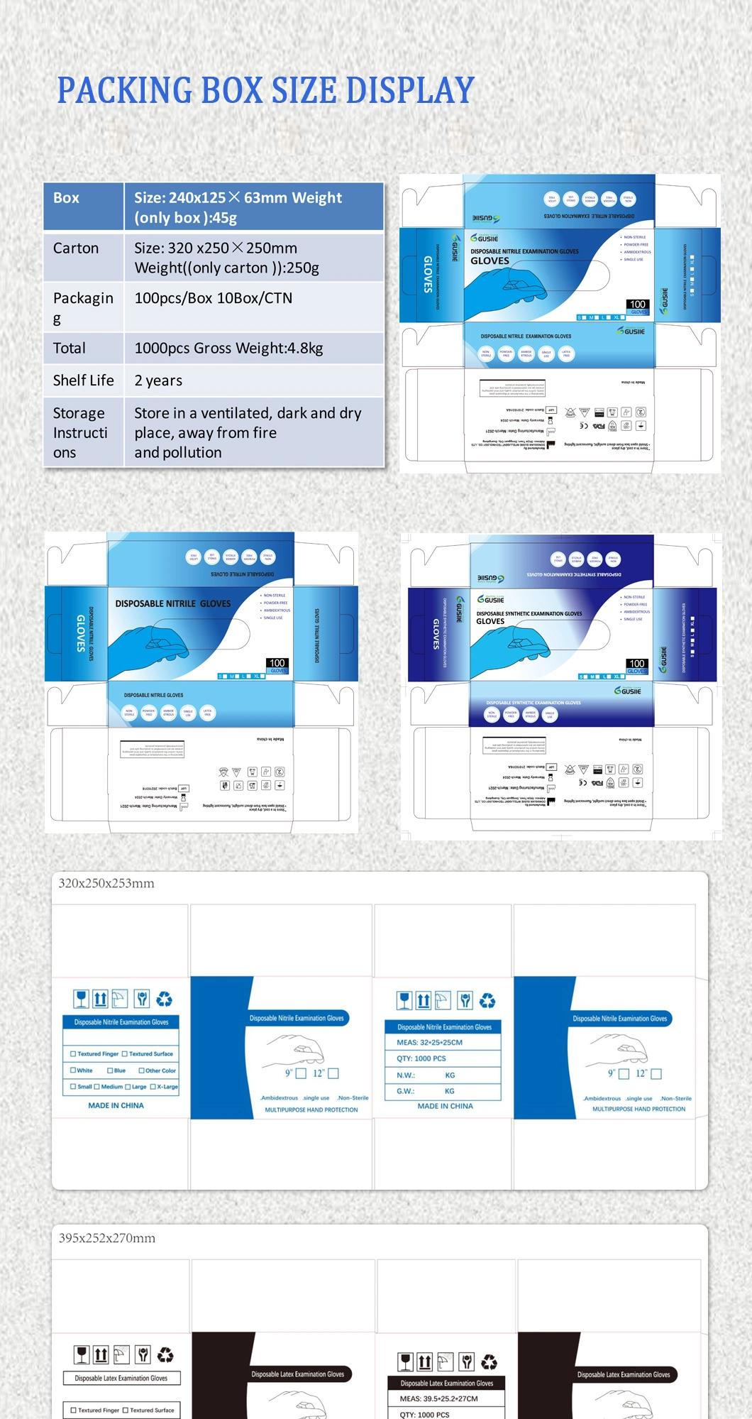 Disposable Blue Nitrile Gloves Powder Free