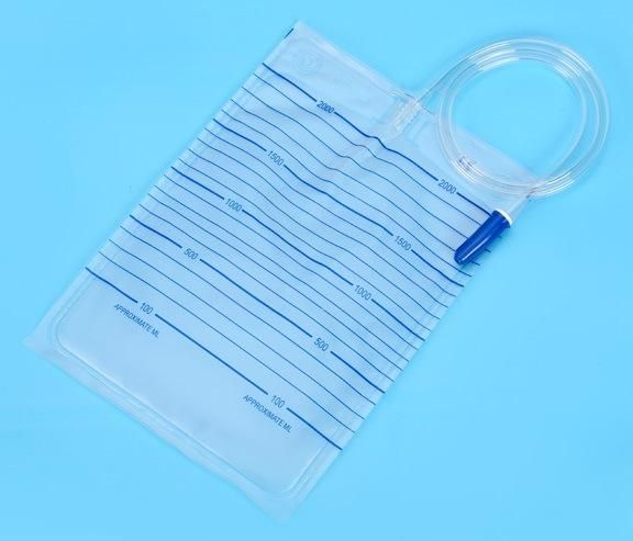 CE Approved 2000ml Disposable PVC Orsterilize Urine Drainage Bags Urine Container with T-Valve