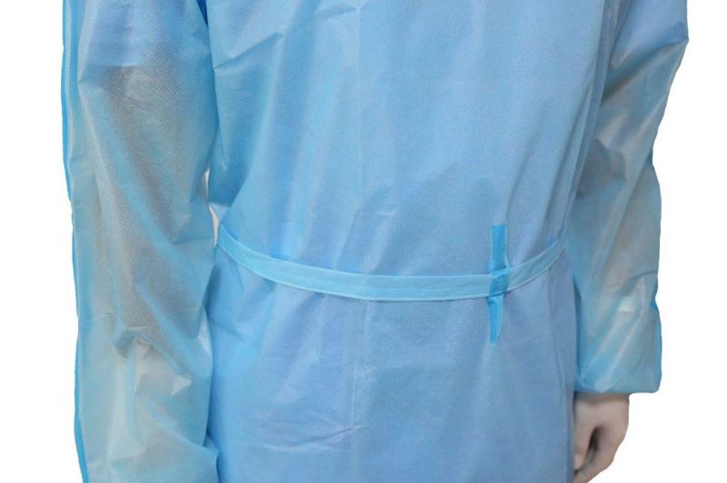 Low Price Non Sterile PP Isolation Gowns Disposable Isolation Coveralls with Blue Tape Sealing