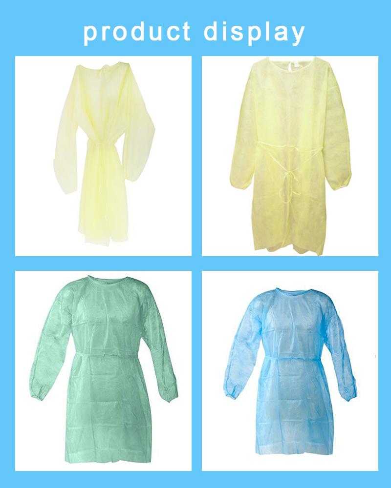 Disposable Knitted Elastic Cuff PP SMS Isolation Gown with Ce ISO 13485