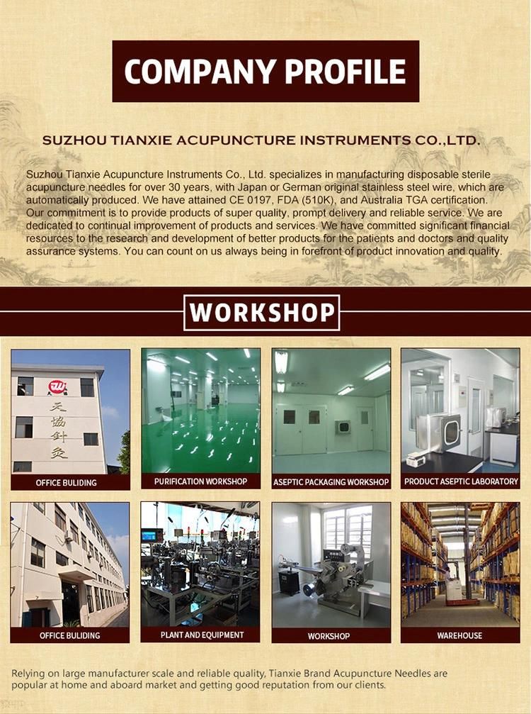 Single Use Sterile Copper Wire Handle Acupuncture Needle for Medical with Tube