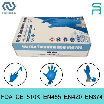 Nitrile Gloves Powder Free En455 510K Disposable Nitrile Examination Gloves