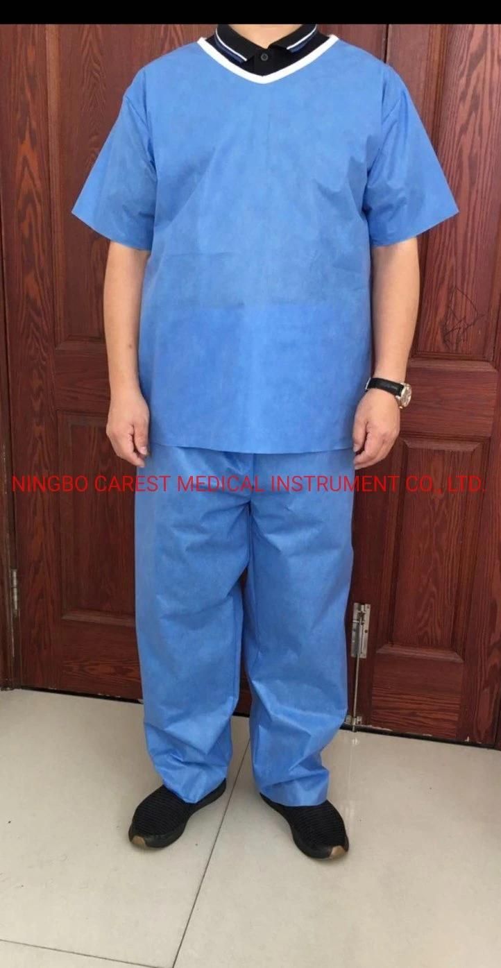 Non Woven Disposable Scrub Suit, Two Pieces Suit for Hospital