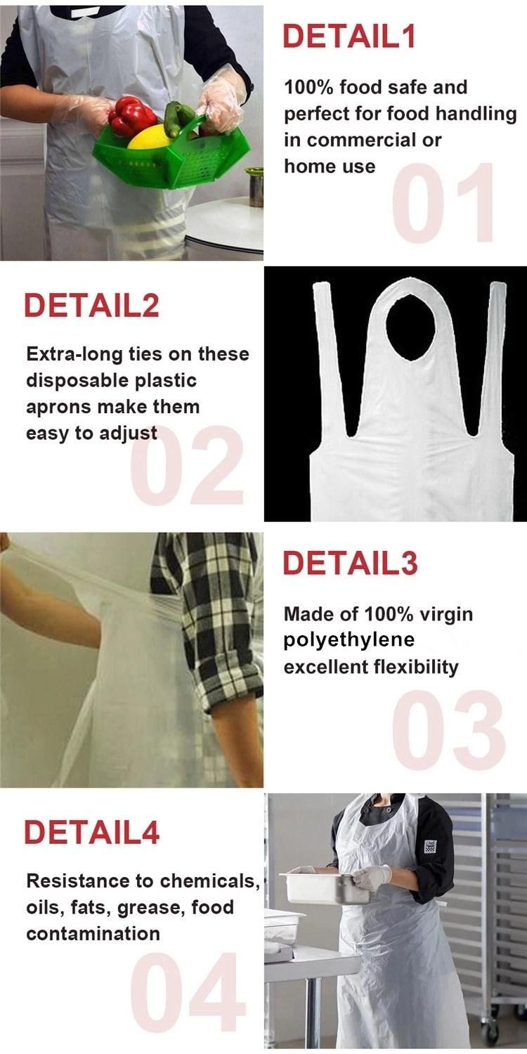 Disposable Plastic LDPE/HDPE Housework Apron for Hospital Protection