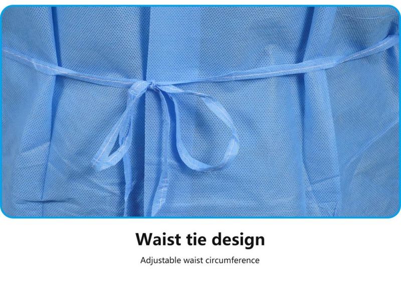 FDA Disposable High Quality PP Non-Woven Knitted Cuff Steile/Non-Sterile Surgical Gown