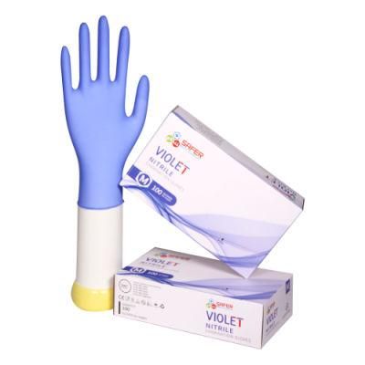 Violet Disposable Medical Nitrile Gloves with Powder Free Non Sterile